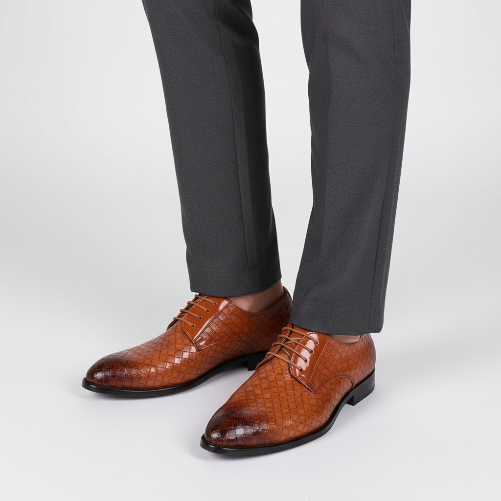 Męskie buty skórzane z sznurowaniem - Gordon