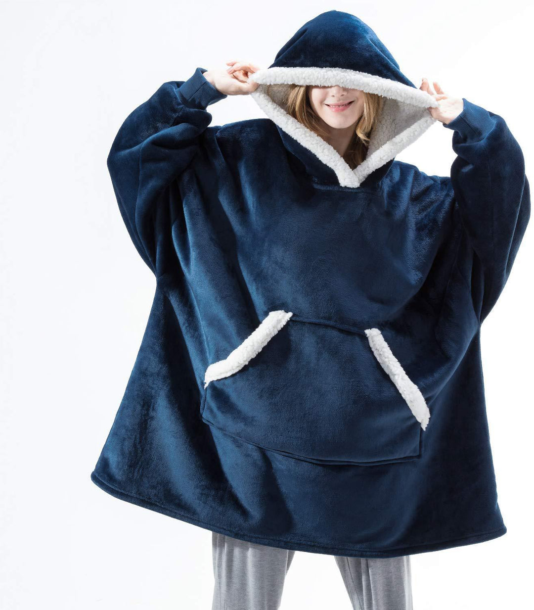 Kaminski | Oversize bluza koc premium z kapturem i miękkim sherpa