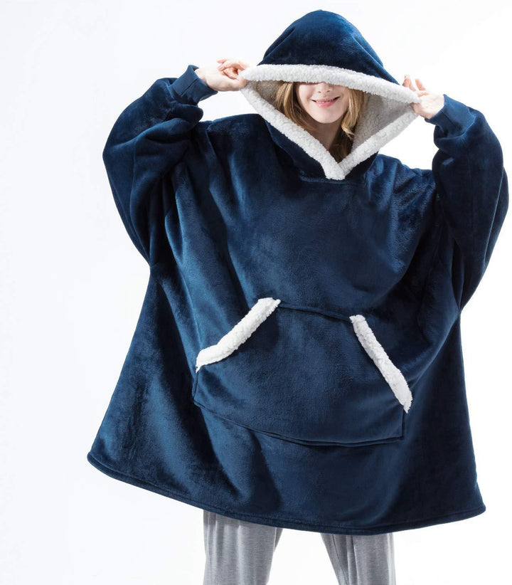 Kaminski | Oversize bluza koc premium z kapturem i miękkim sherpa