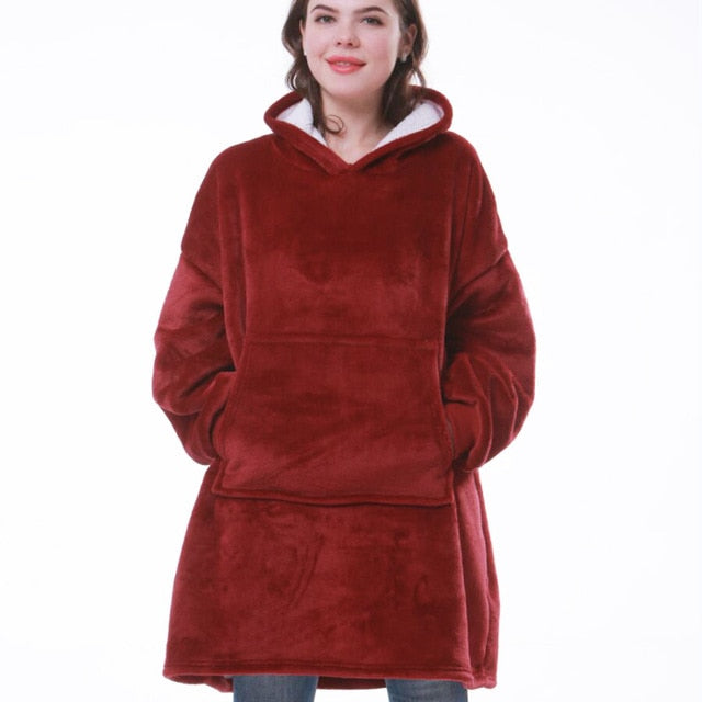 Kaminski | Oversize bluza koc premium z kapturem i miękkim sherpa