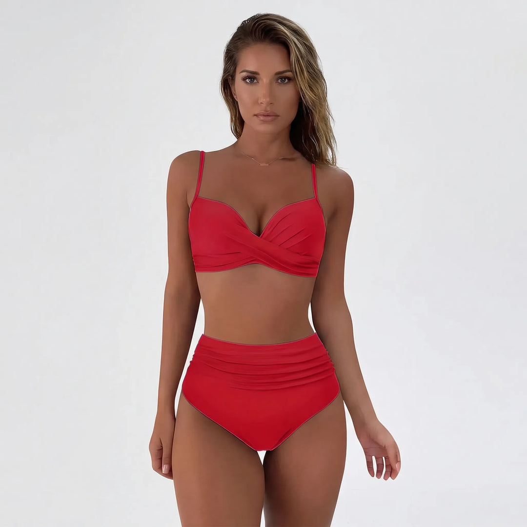 Komplet bikini z wysokim stanem i skręconym przodem - Patti