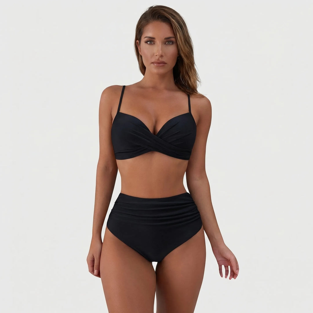 Komplet bikini z wysokim stanem i skręconym przodem - Patti