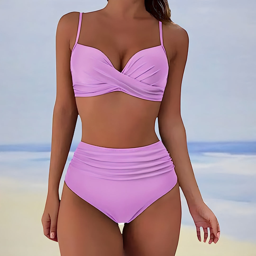 Komplet bikini z wysokim stanem i skręconym przodem - Patti