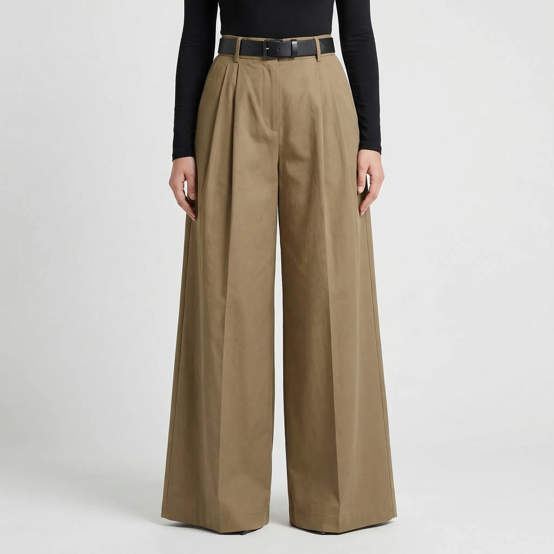 Spodnie palazzo z wysokim stanem i szerokimi nogawkami - Jane
