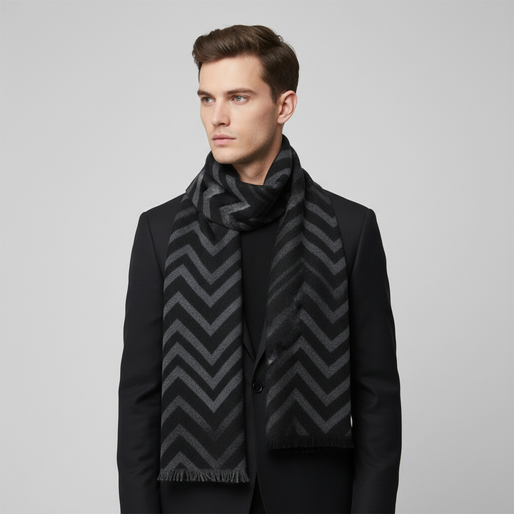 Szalik męski w kratkę z mieszanki wełny kaszmirowej - HeatLoom