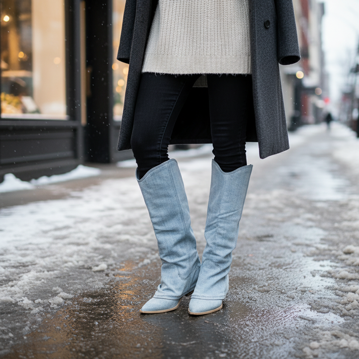 Knee-high denim boots - Angela