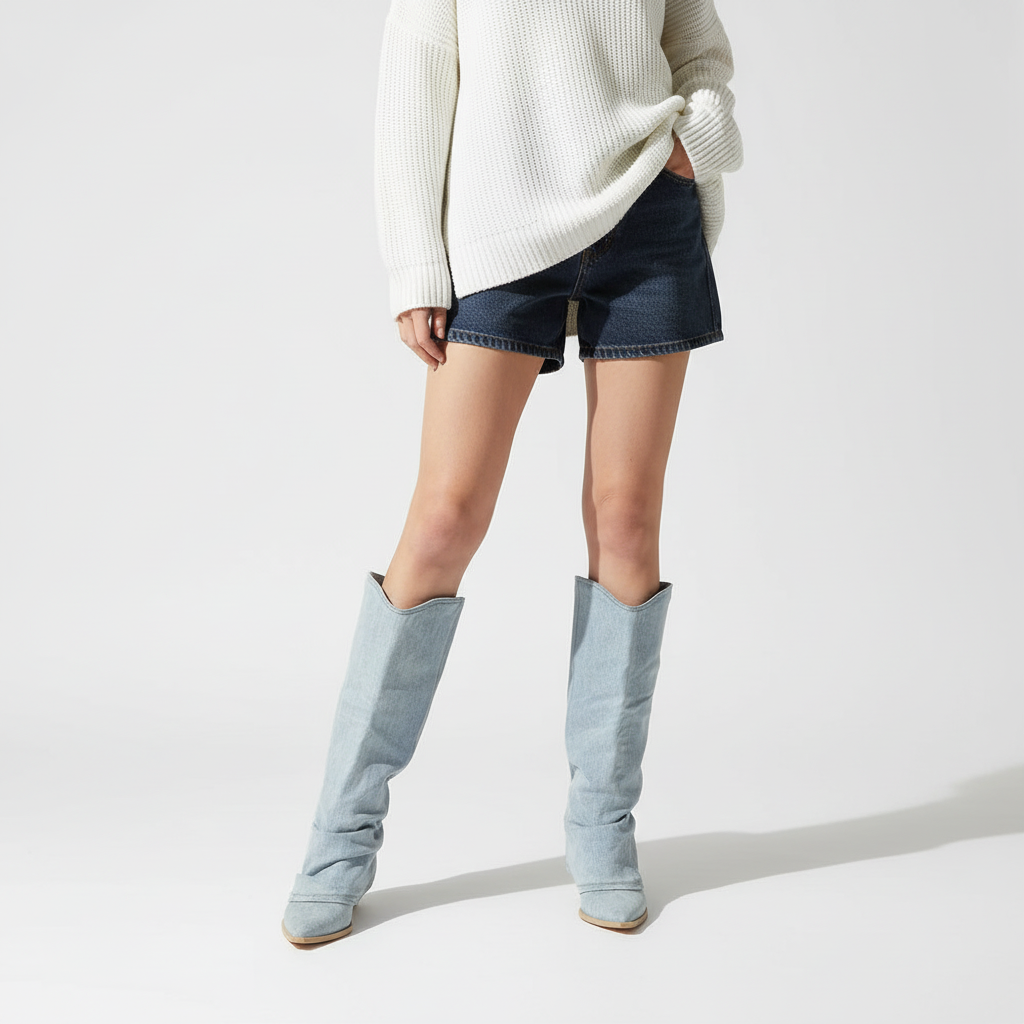 Knee-high denim boots - Angela