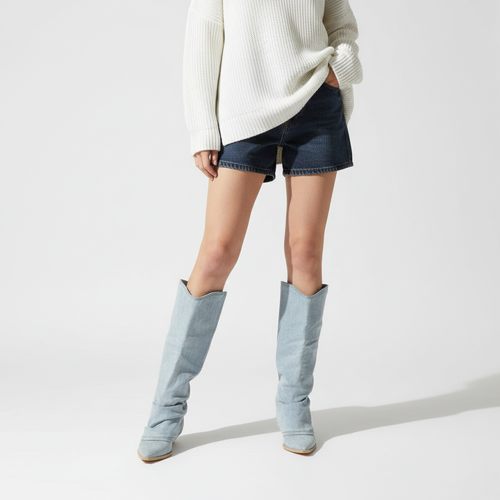 Knee-high denim boots - Angela
