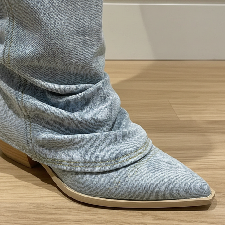 Knee-high denim boots - Angela