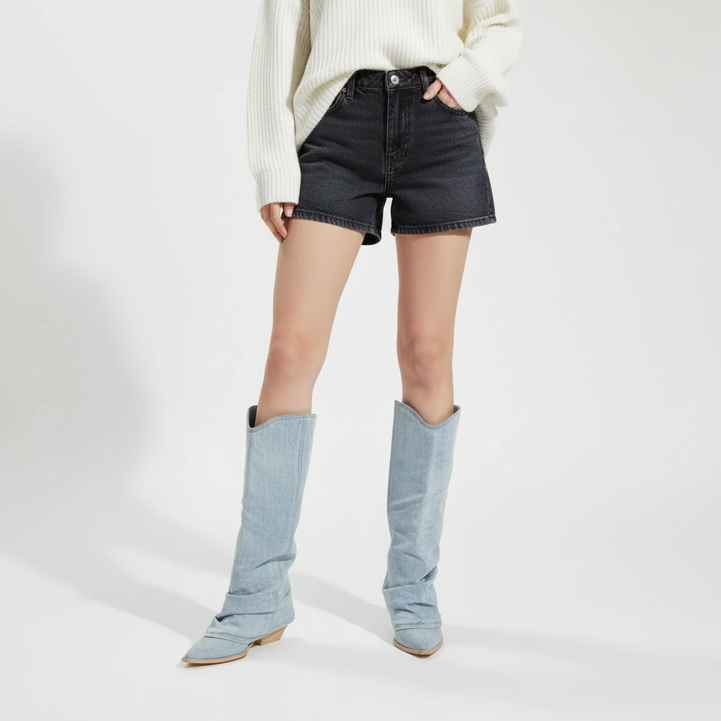 Knee-high denim boots - Angela