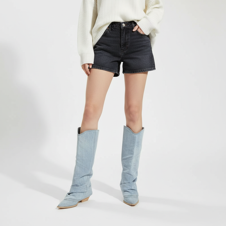 Knee-high denim boots - Angela