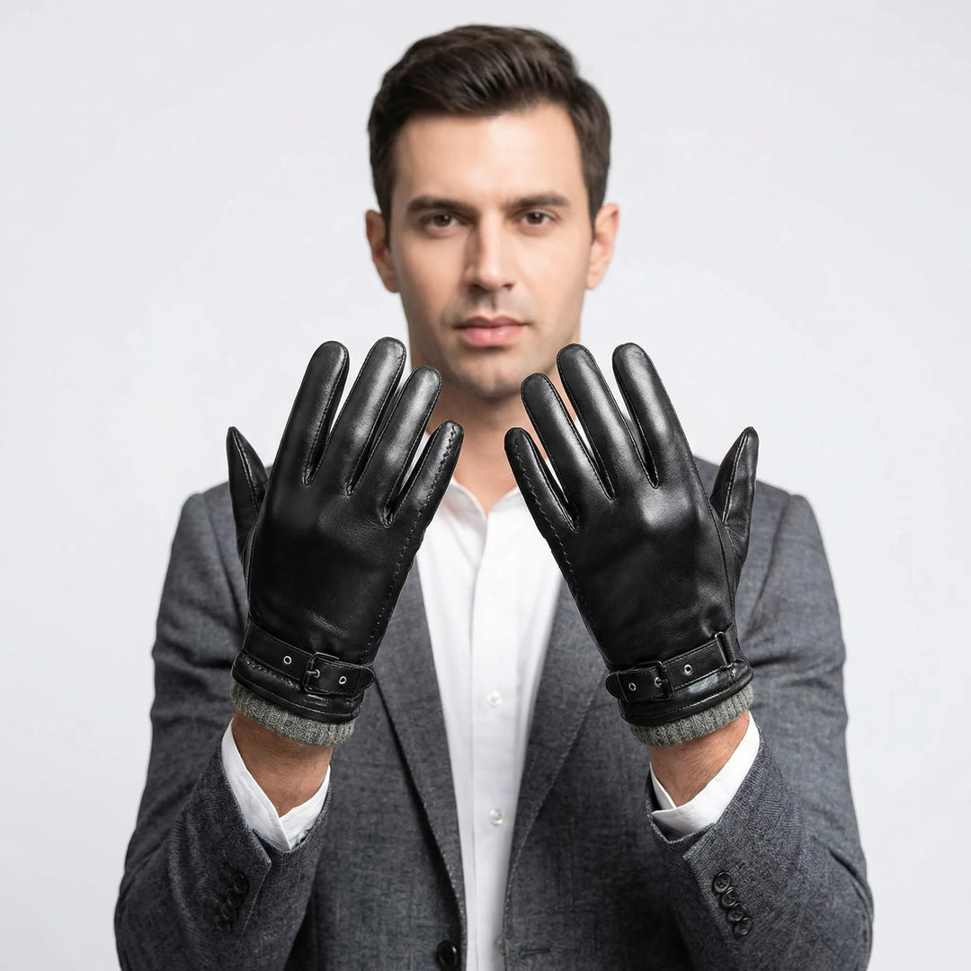 Rękawiczka męska z krótkim mankietem i paskiem - Danny