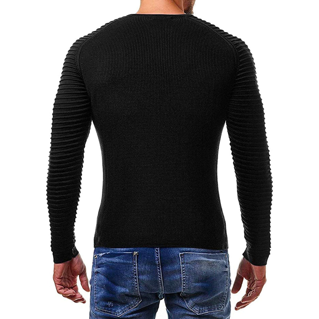 Męski sweter z dzianiny z detalami w paski – edycja jesienna Lukas