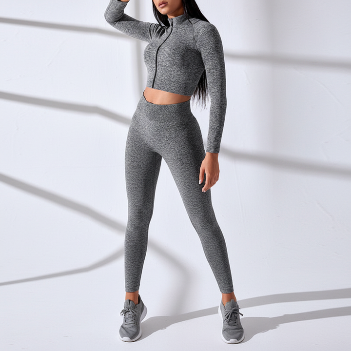 Zestaw crop top z długim rękawem - FitAura