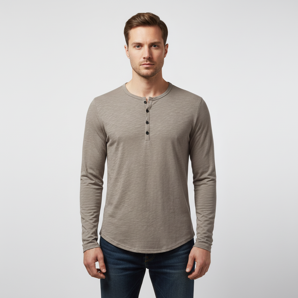 Koszulka Henley z długim rękawem - Theo