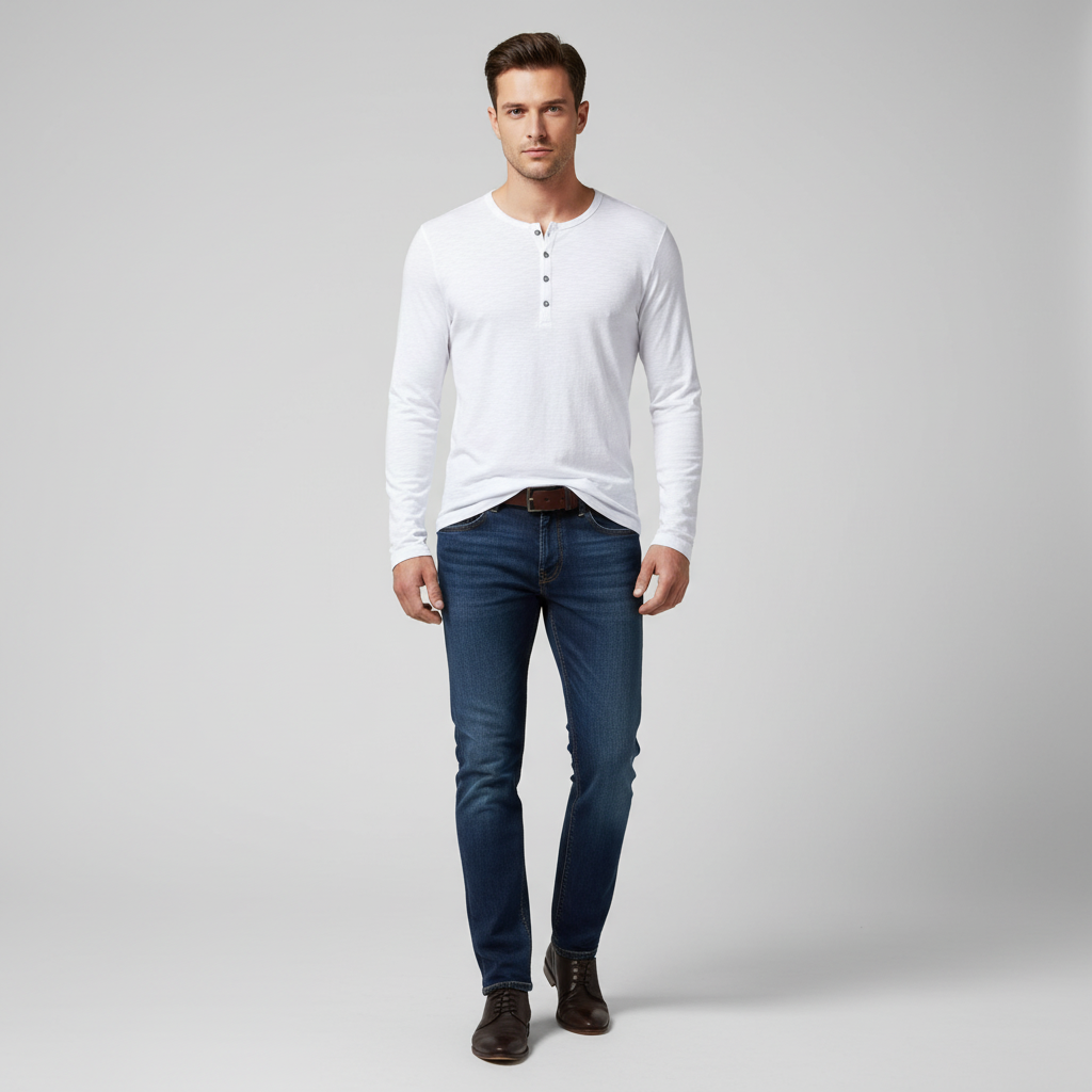 Koszulka Henley z długim rękawem - Theo