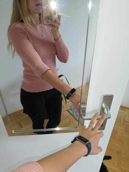 Gładki dzianinowy top z długim rękawem - Veronica
