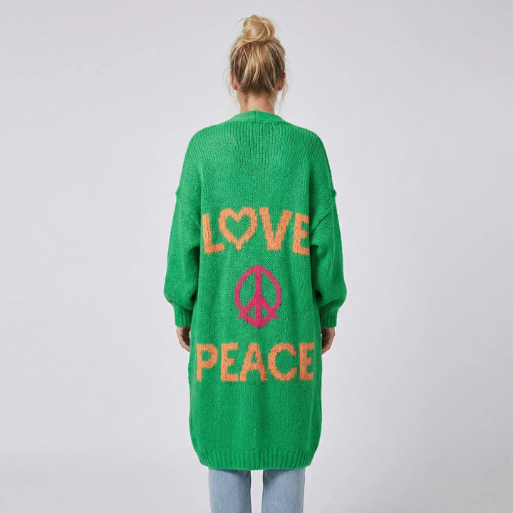Długi oversize'owy boho kardigan z dzianiny - Faye