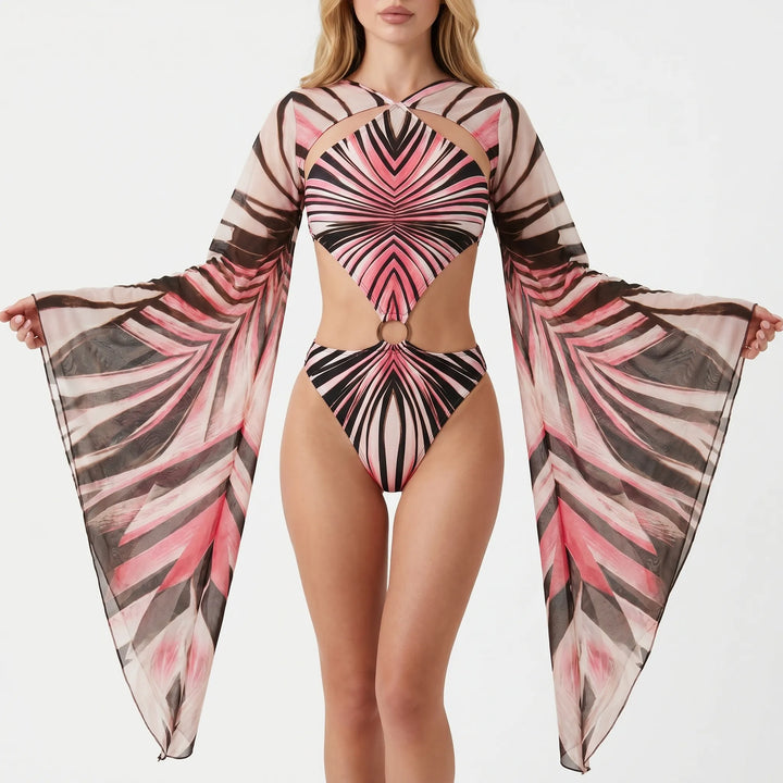 Monokini z długim rękawem i wycięciami - Tropina