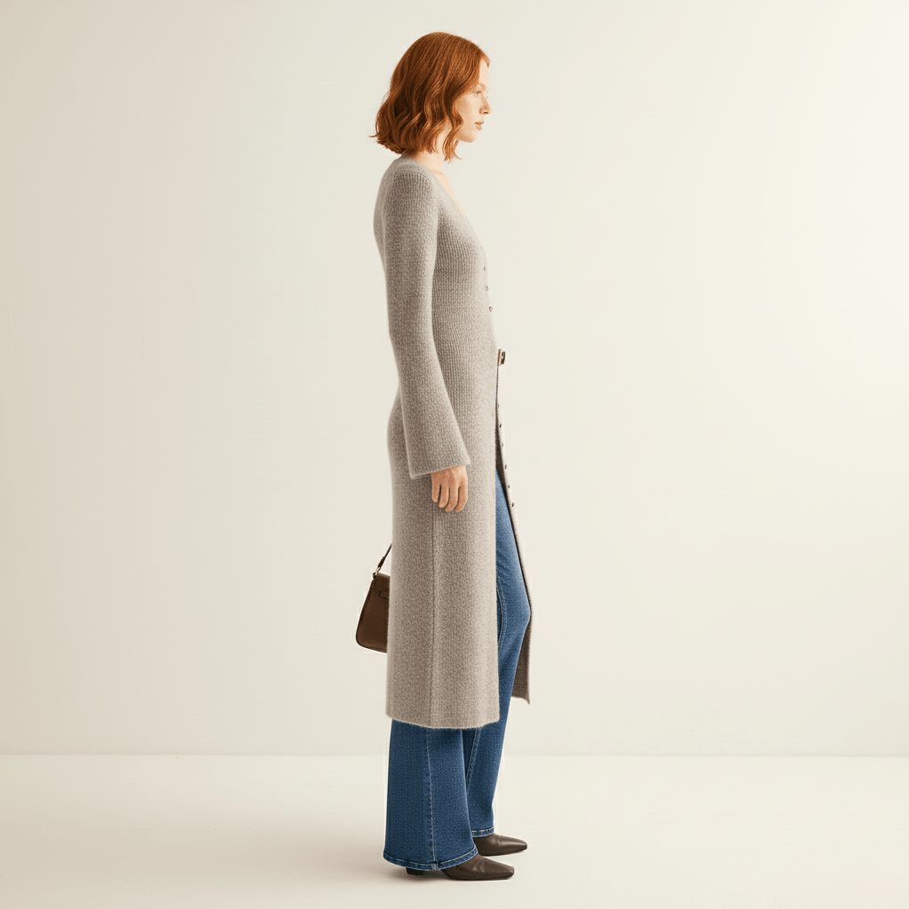 Długi kardigan z zapięciem na guziki - Lisann