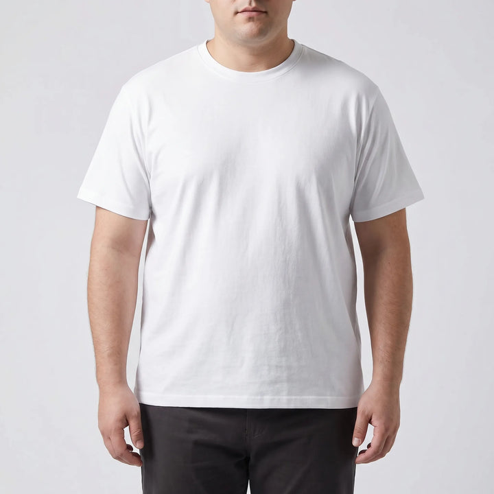 Luźny jednokolorowy t-shirt z okrągłym dekoltem - Oscar