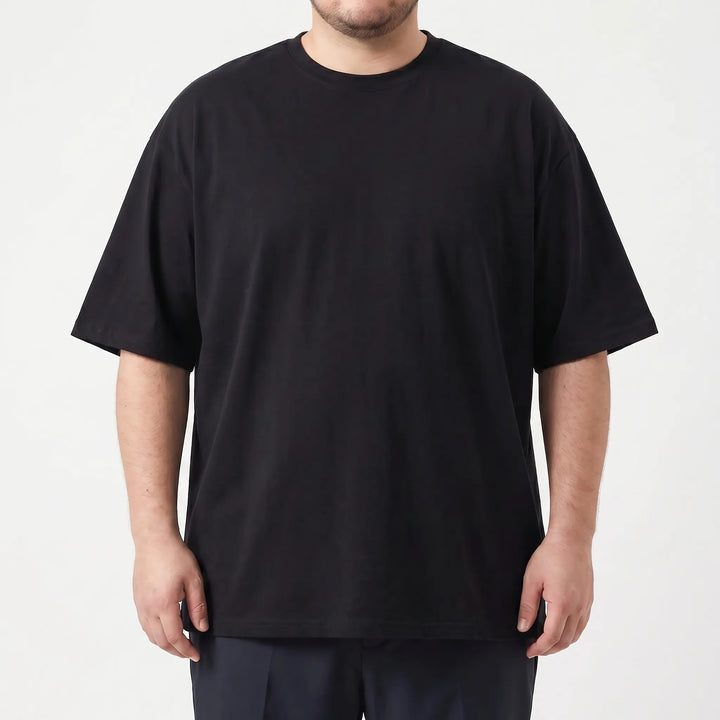 Luźny jednokolorowy t-shirt z okrągłym dekoltem - Oscar