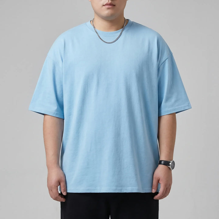 Luźny jednokolorowy t-shirt z okrągłym dekoltem - Oscar