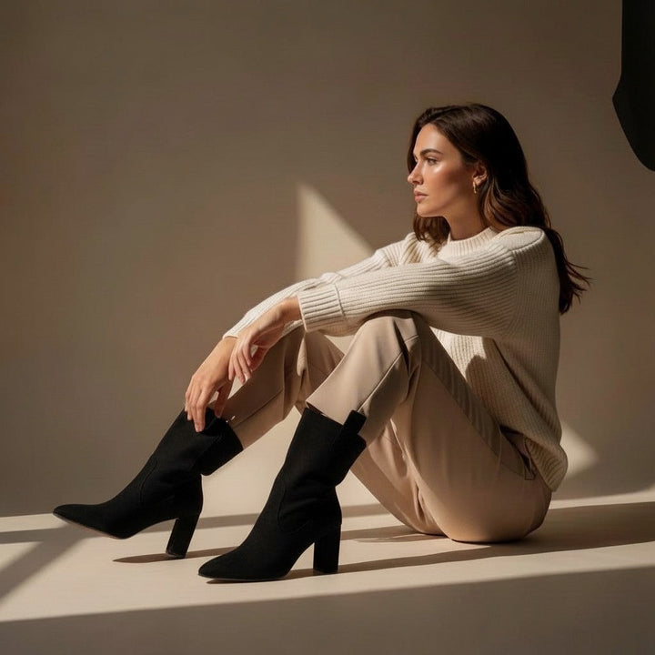 Tatiana | Eleganckie Botki na Wysokim Obcasie z Zapięciem