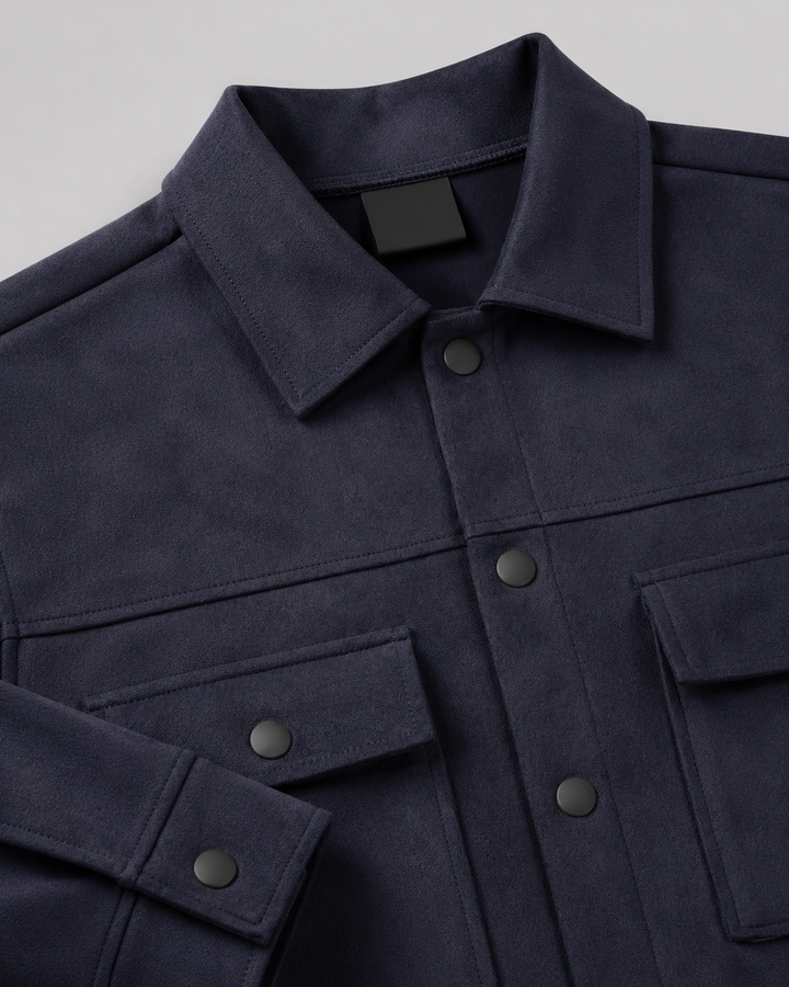 Szymon | Męska koszula overshirt z imitacji zamszu o dopasowanym kroju