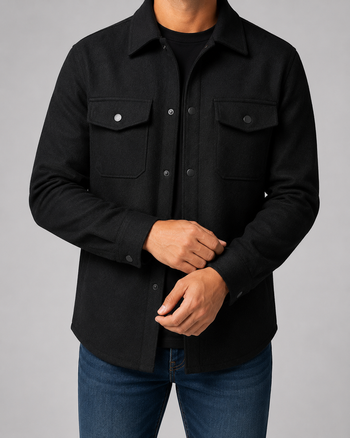 Filip | Męska wełniana kurtka overshirt o teksturowanym wykończeniu