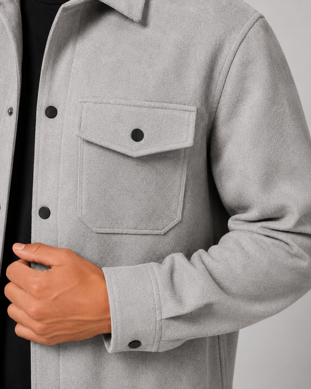 Filip | Męska wełniana kurtka overshirt o teksturowanym wykończeniu