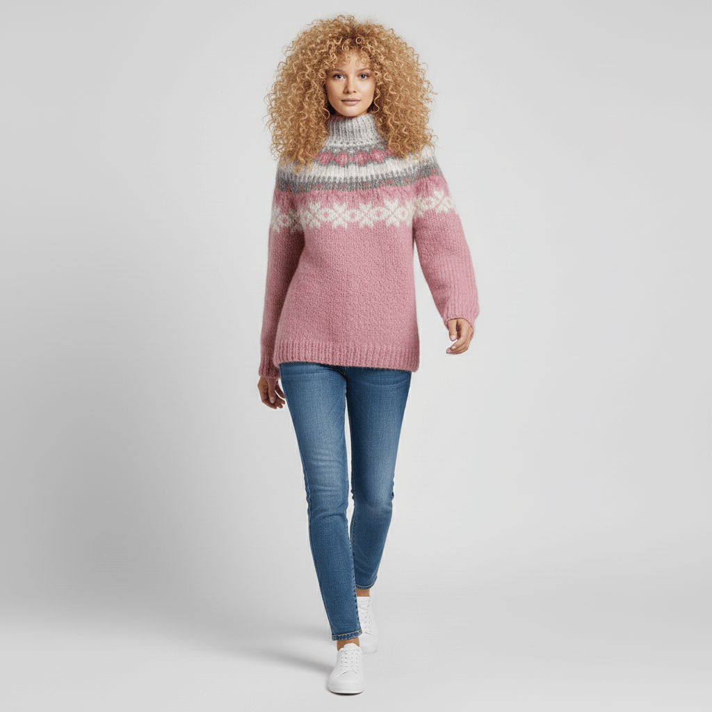 Nordycko inspirowany zimowy sweter z dzianiny - Paula