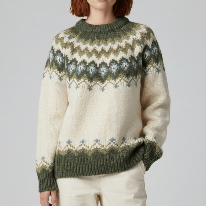 Nordycko inspirowany zimowy sweter z dzianiny - Paula