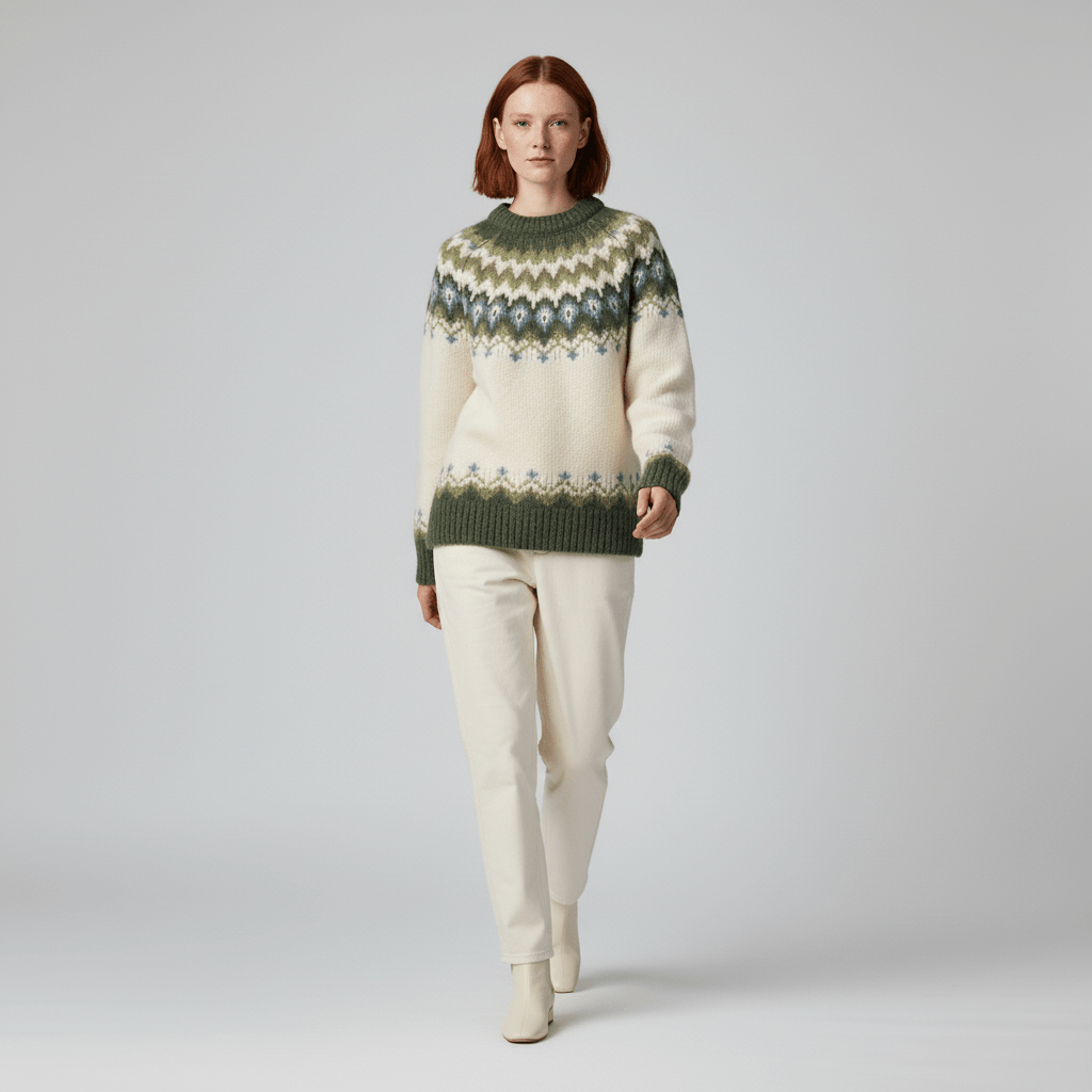 Nordycko inspirowany zimowy sweter z dzianiny - Paula
