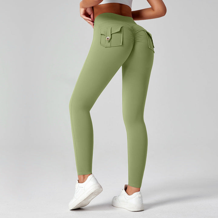 Dopasowane legginsy push up damskie wysoki stan z kieszenią