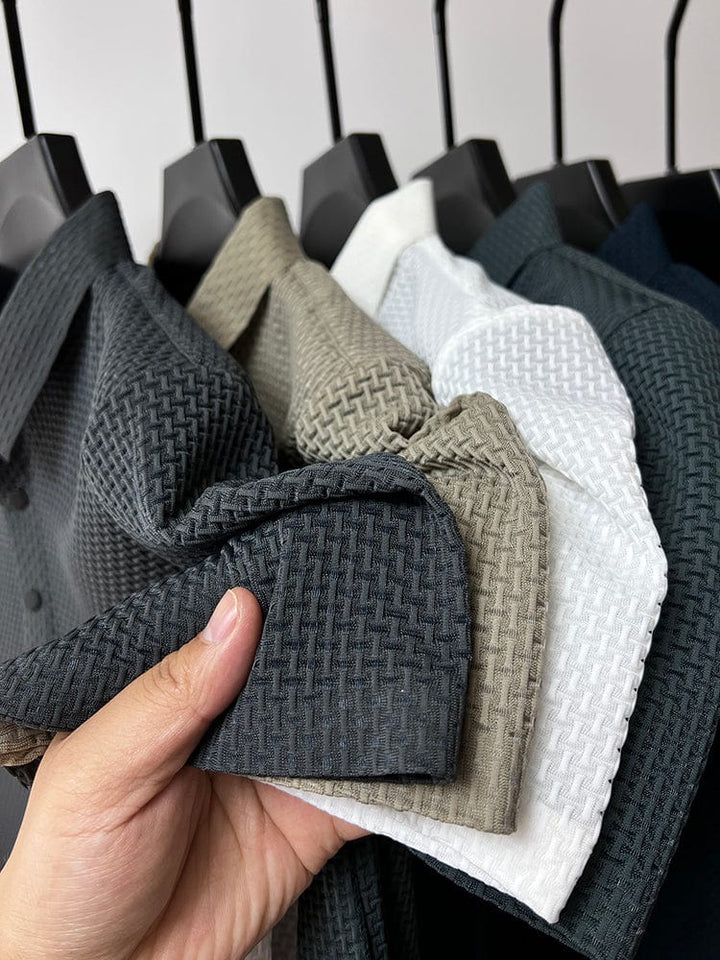 Stanisław | Męska koszulka polo z wzorem strukturalnym – Elegancki wygląd na co dzień i latem