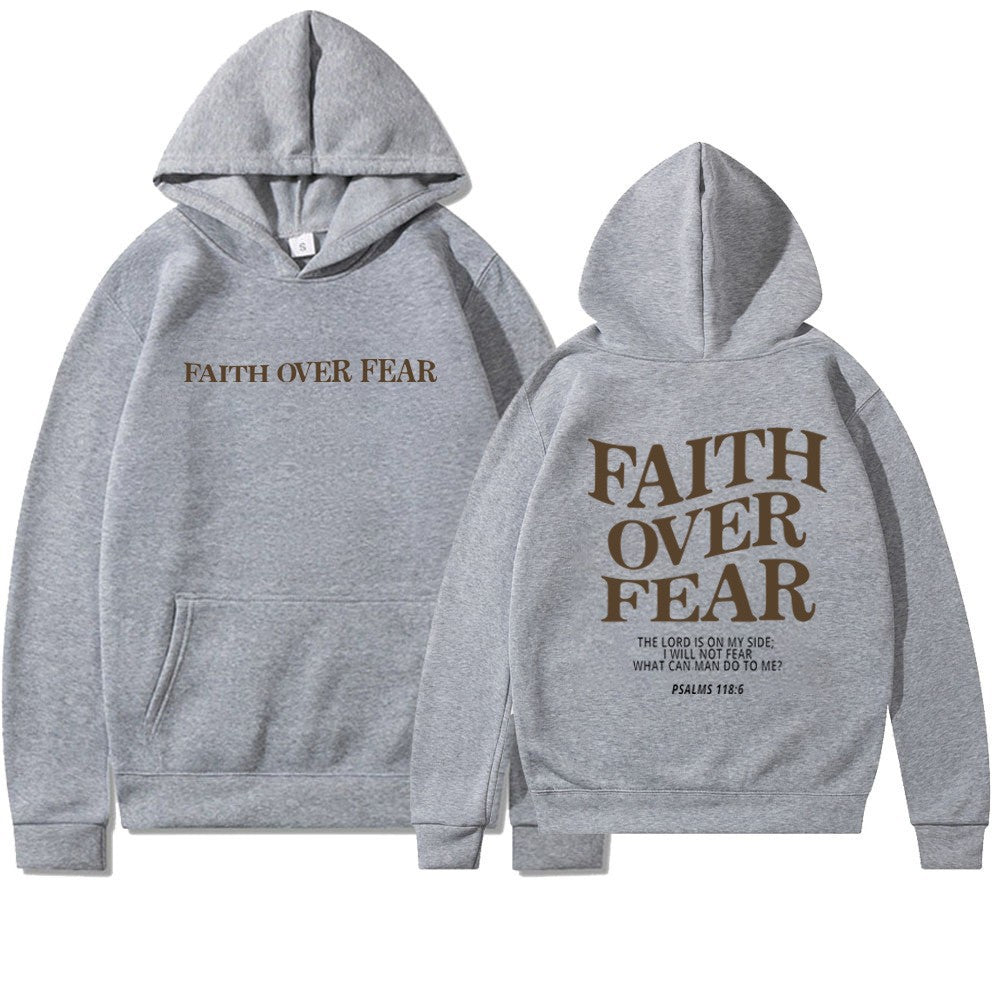 Kaminski | Bluza damska z nadrukiem Faith Over Fear z kapturem