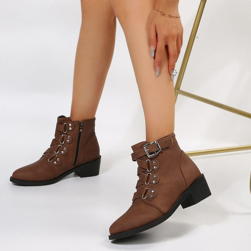Botki damskie na słupku w stylu vintage – Yolisa