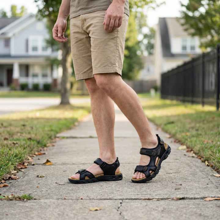 Męski otwarty sandał z zapięciem na rzep - Julian