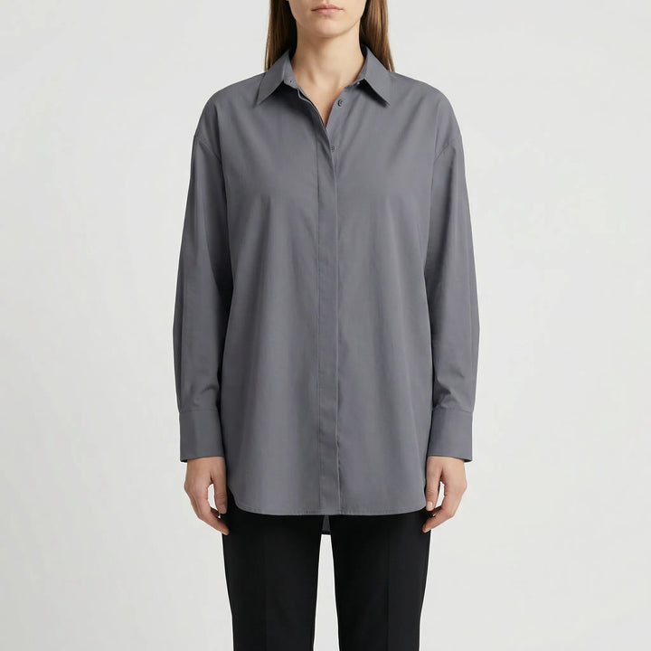 Bluzka oversize z wywiniętym kołnierzem - Blanca