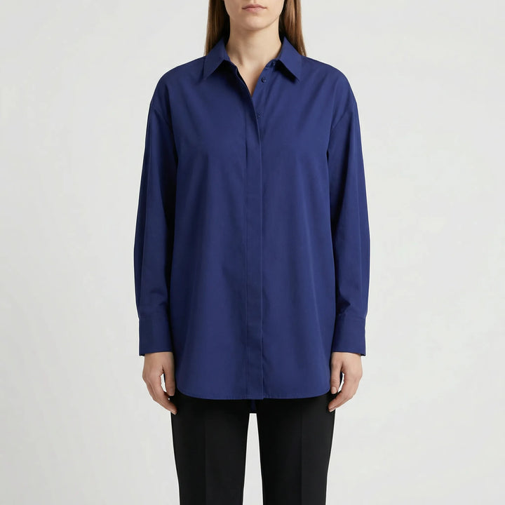 Bluzka oversize z wywiniętym kołnierzem - Blanca