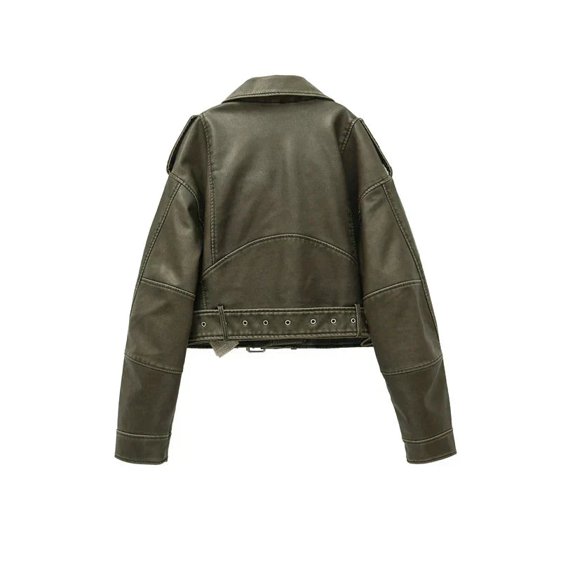 Kurtka motocyklowa oversize w stylu vintage - Jane