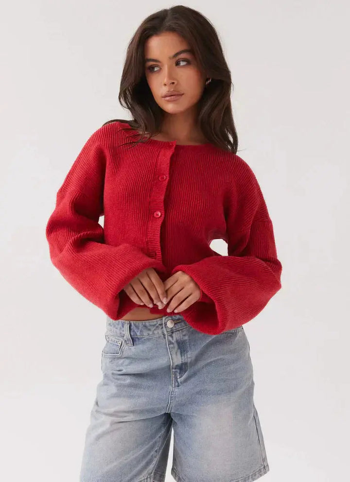 Bogumiła | Elegancki czerwony sweter z miękkiej dzianiny