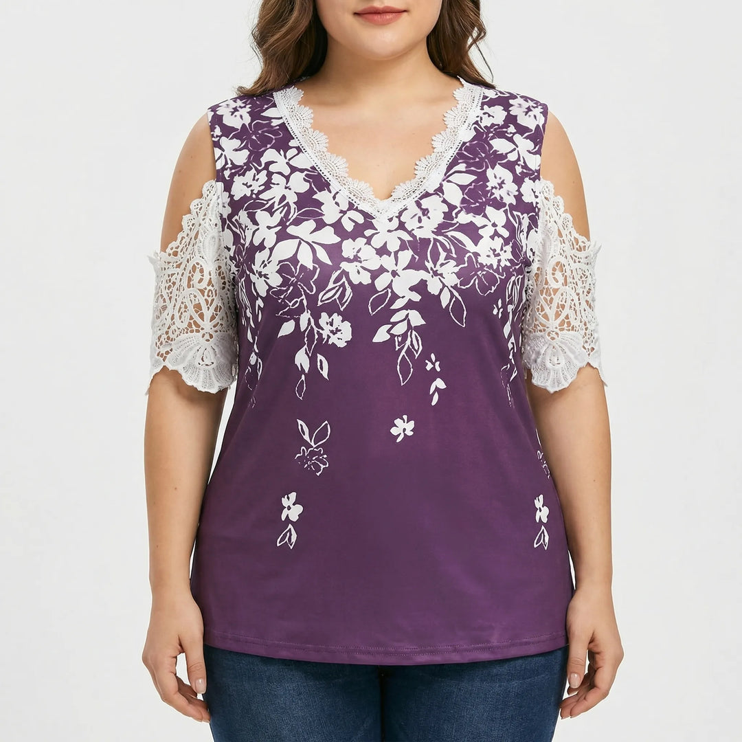 Top plus size z kwiatową koronką - Tiffany