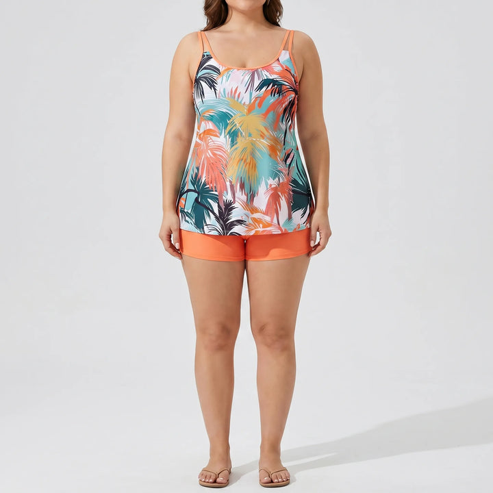 Zestaw tankini w tropikalny wzór (rozmiar plus) - Lucy