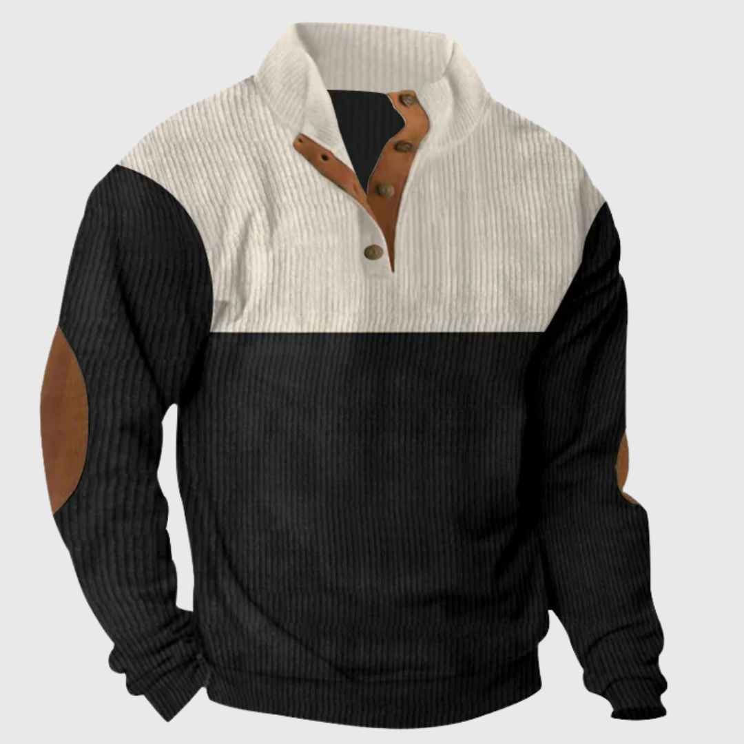 Oskar | Męski pullover ze stójką i łatami na łokciach