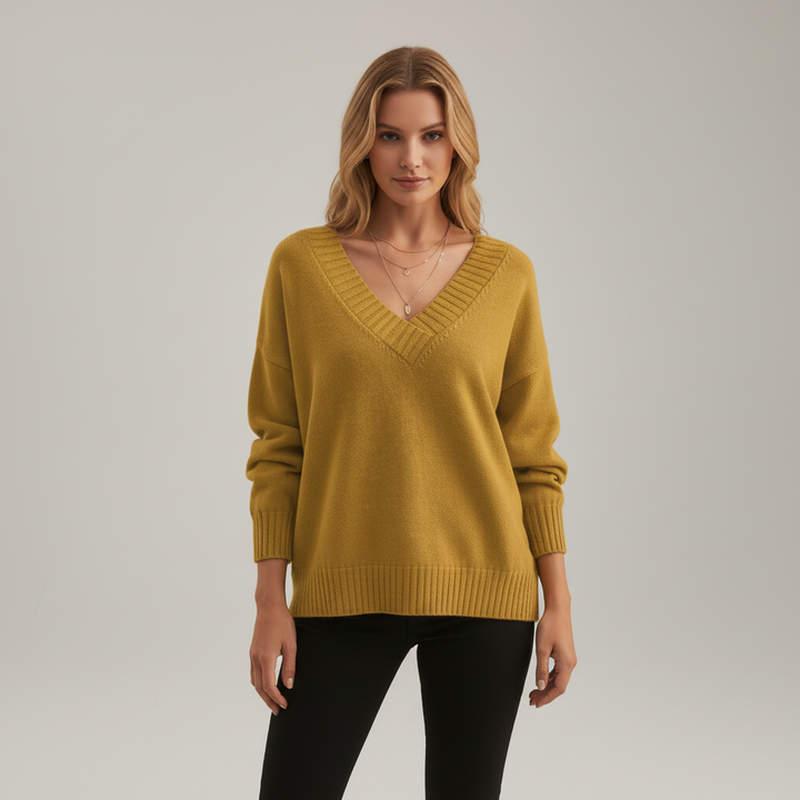 Sweter z dekoltem w serek - Angelika