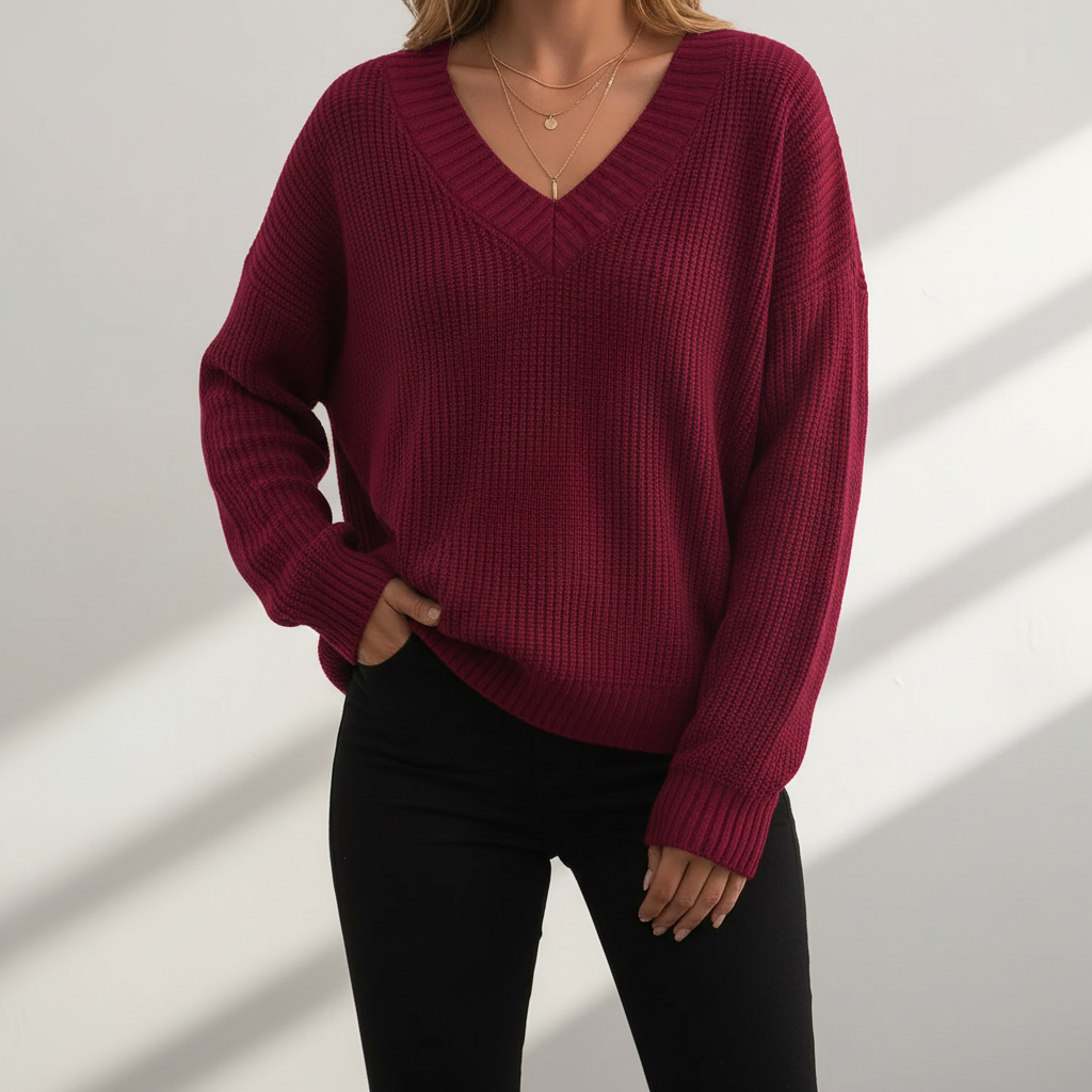Sweter z dekoltem w serek - Angelika