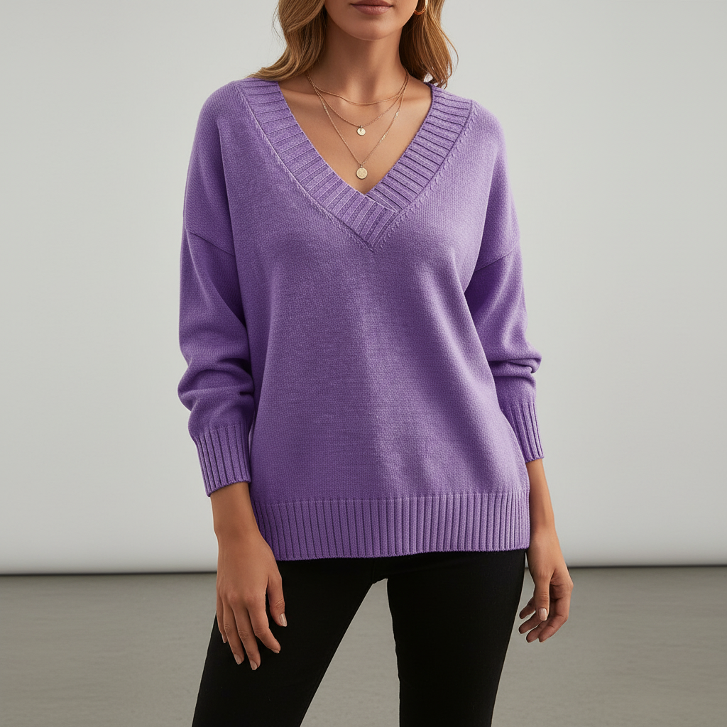 Sweter z dekoltem w serek - Angelika