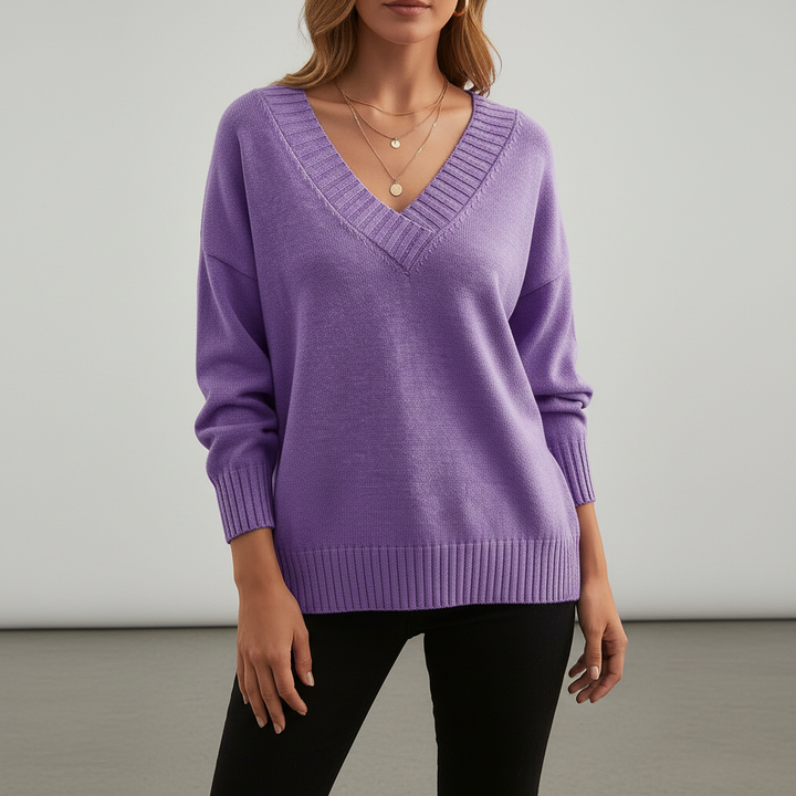 Sweter z dekoltem w serek - Angelika